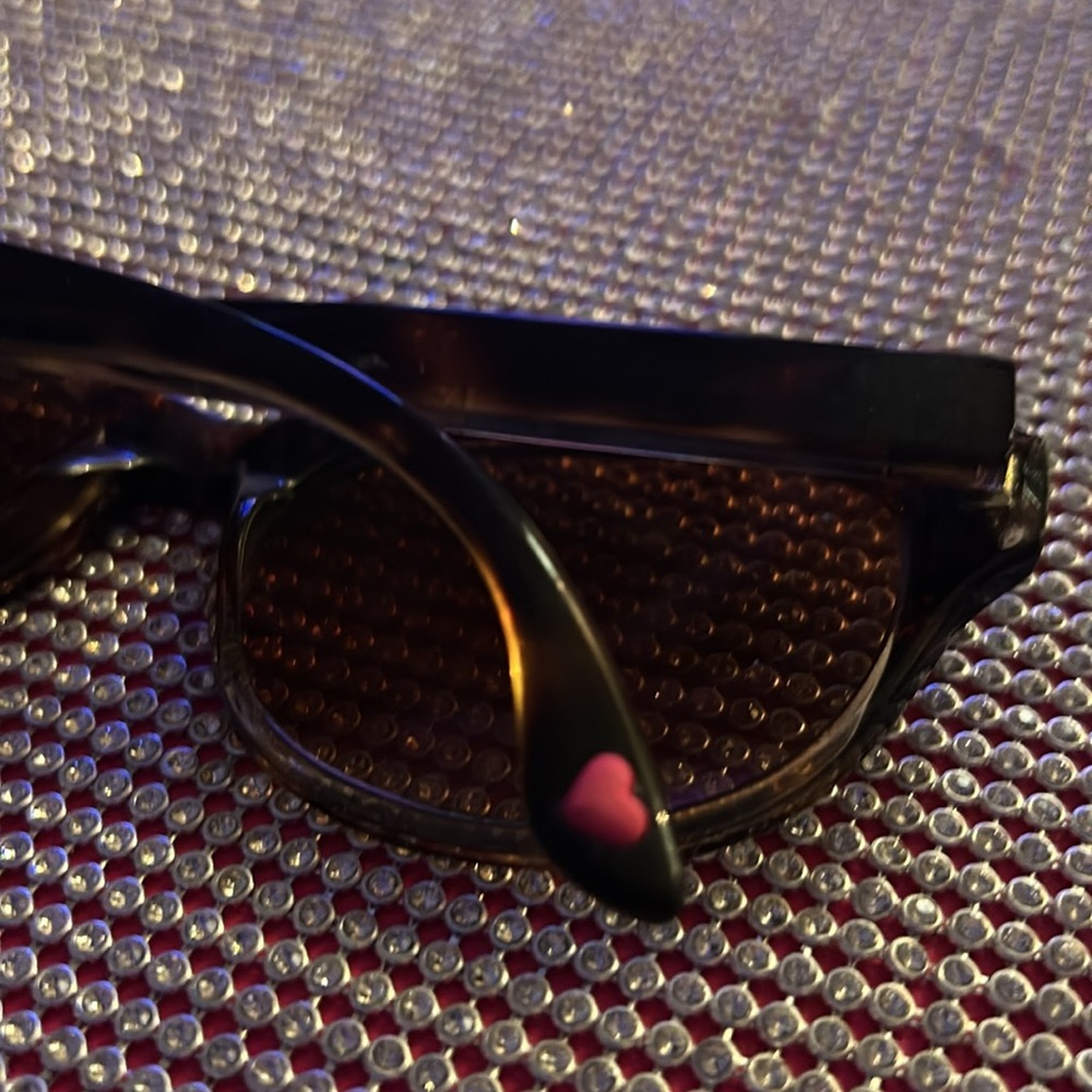 Betsey Johnson sunglasses crystal rhinestone heart cateye tortoise shell vintage - Picture 11 of 12